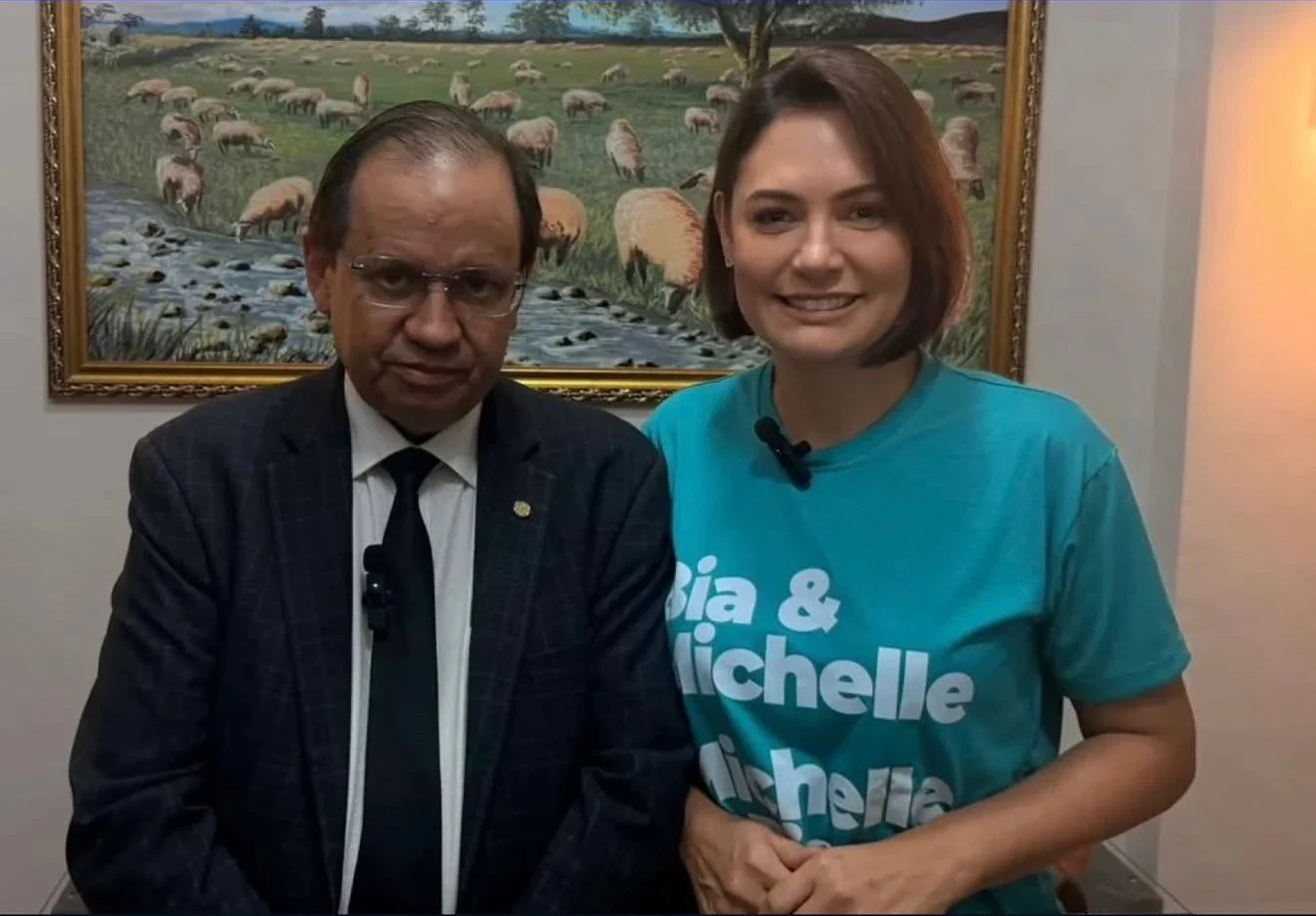 Michelle Bolsonaro grava apoio a Eli Borges na disputa pelo Senado no Tocantins