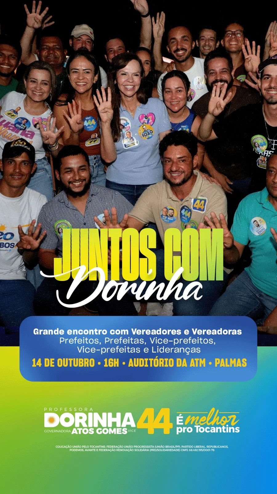 Vereadores puxam ato de apoio à Professora Dorinha nesta quarta-feira em Palmas