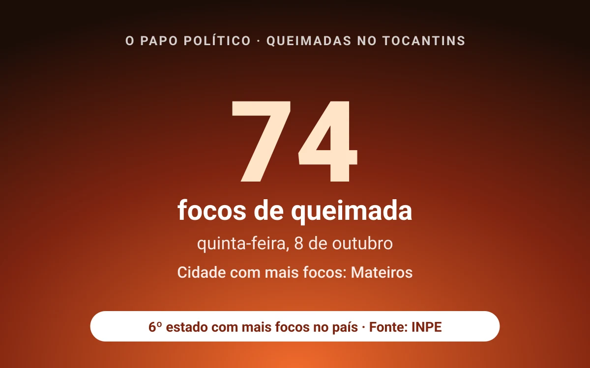 Tocantins registra 74 focos de queimada na quinta-feira (8); Mateiros lidera