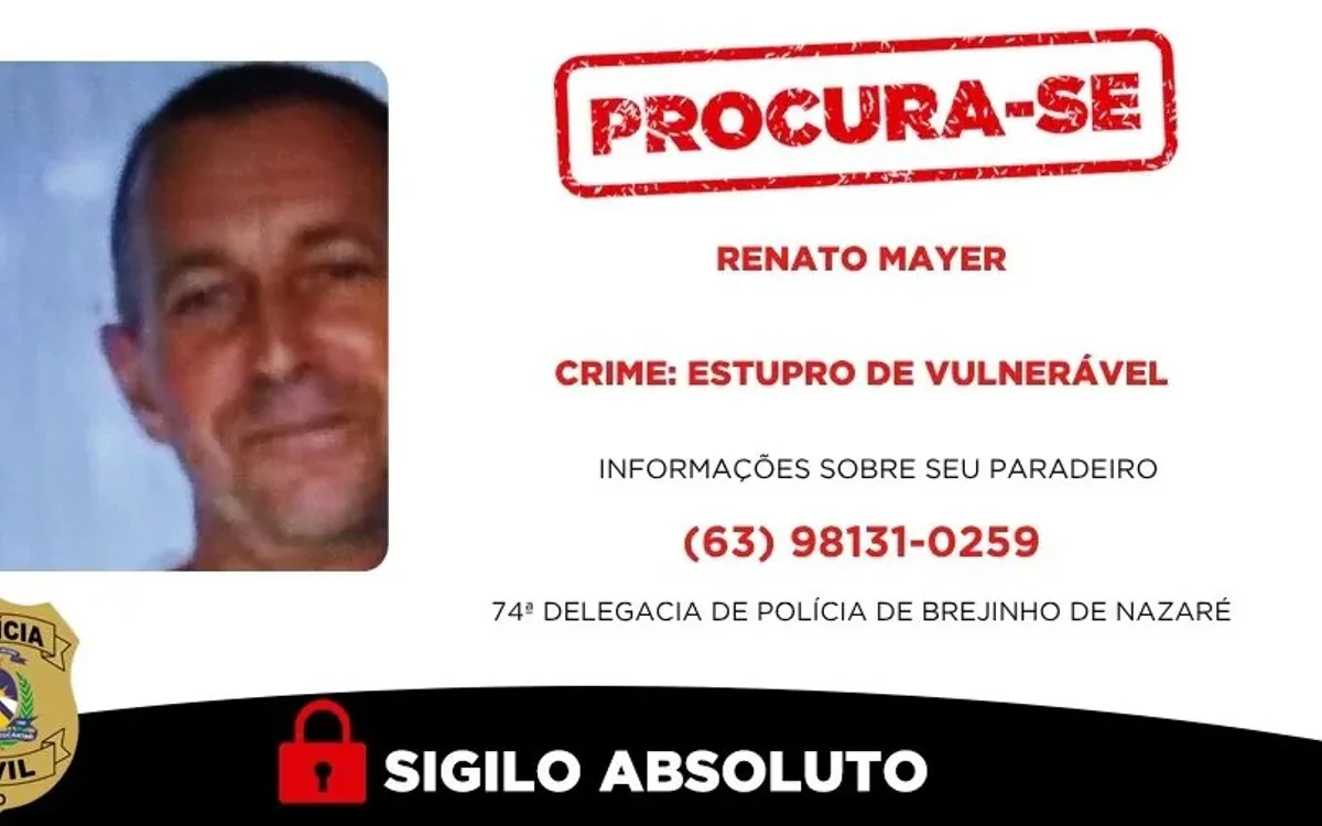 Polícia Civil busca Renato Mayer, condenado a 22 anos e seis meses por estupro de vulnerável